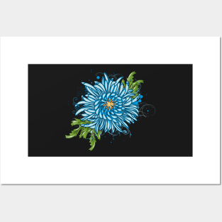 Blue chrysanthemum Posters and Art